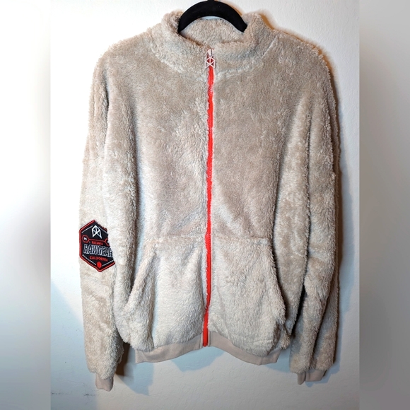 SOLD******And Raw Gear Fleece Zip Up Jacket Silver Cloud NWT size small - Picture 1 of 5